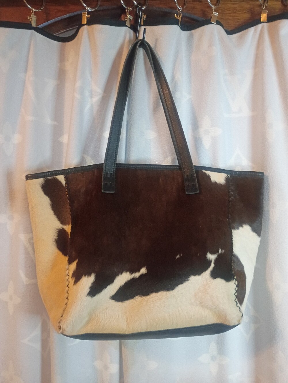 BCBG Max Azria Cow Print Hair On Hide Bag Purse - Picture 2 of 5